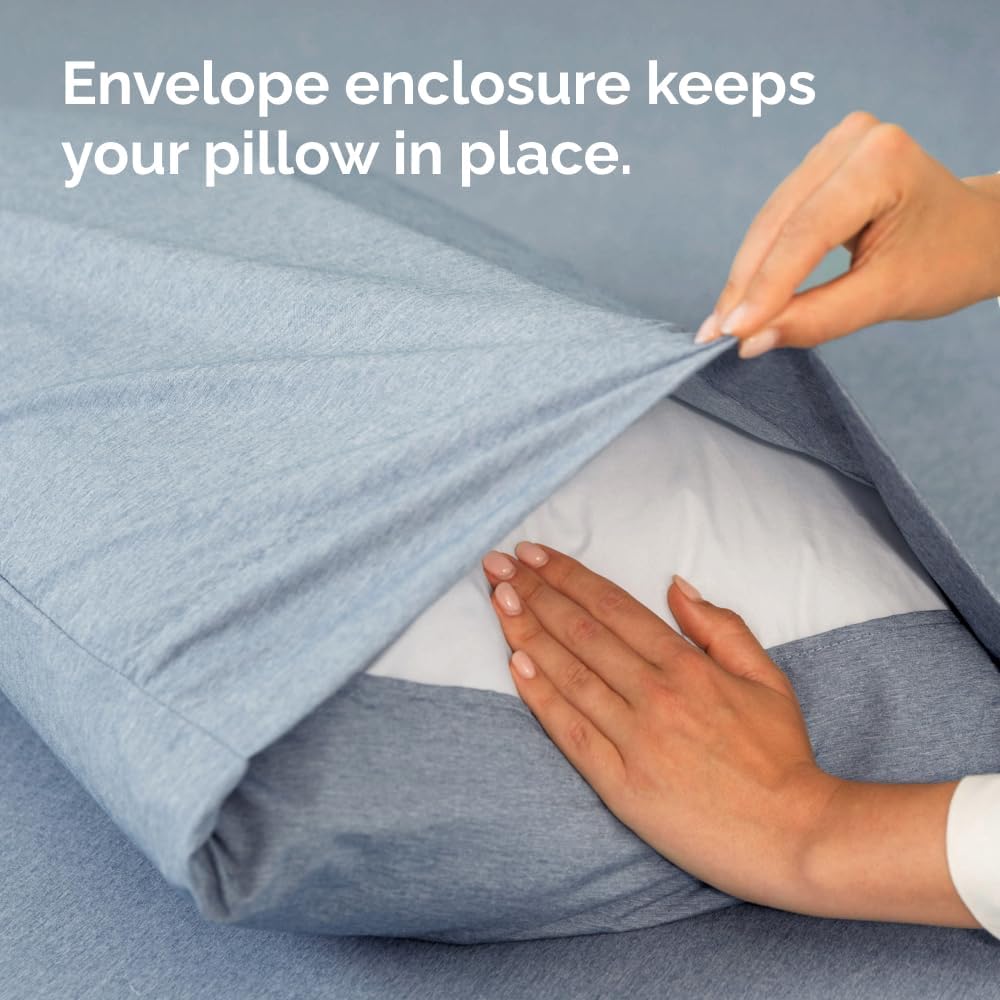 King Pillow Cases Set of 4 - Ultra Soft Hotel Quality Pillowcase Covers - Comfy, Cozy & Wrinkle Free - Shrinkage and Fade Resistant - Machine Washable Pillow Protectors - 4 Piece Set - Heathered Blue