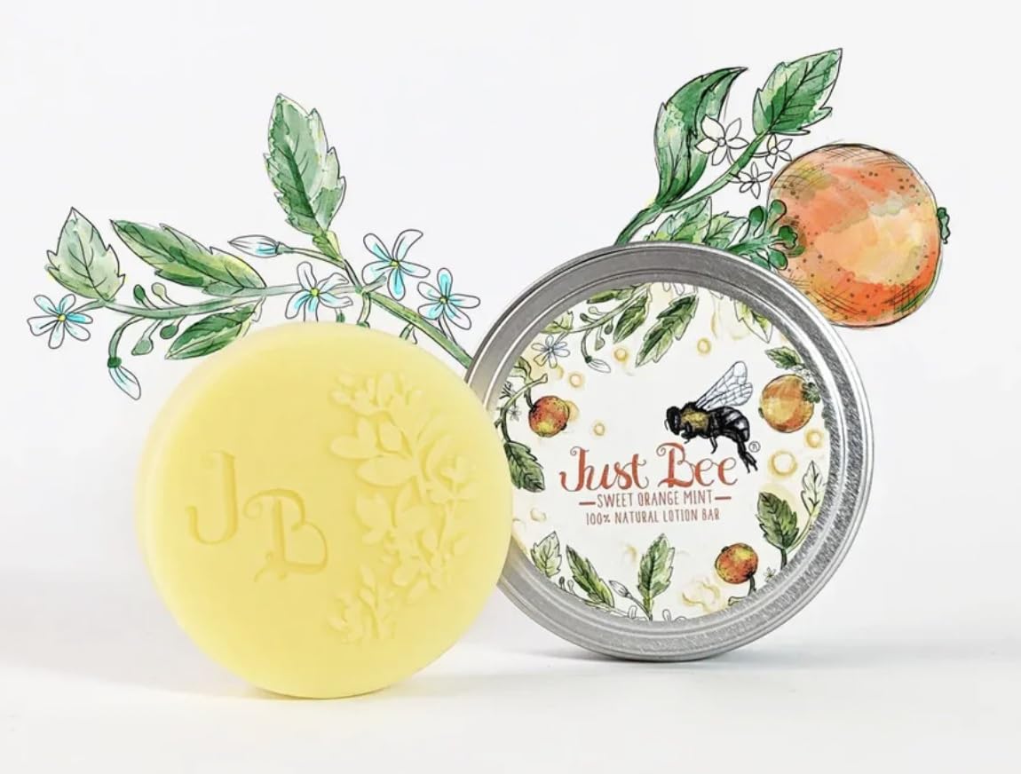 Just Bee Lotion Bar Naturally Gathered Beeswax Sweet Orange Mint