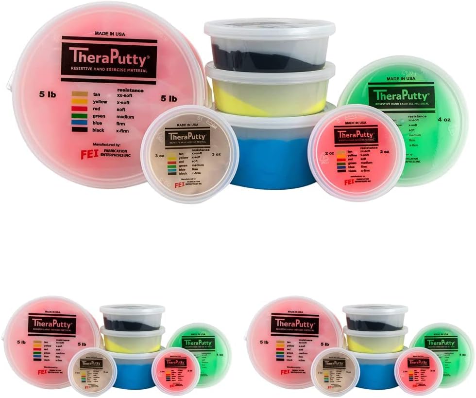 CanDo TheraPutty Standard Hand Exercise Putty for Rehabilitation, Exercises, Hand Therapy, Occupational Therapy, Hand Strengthening, Improve Motor Skills, Stress Relief (Pack of 3)