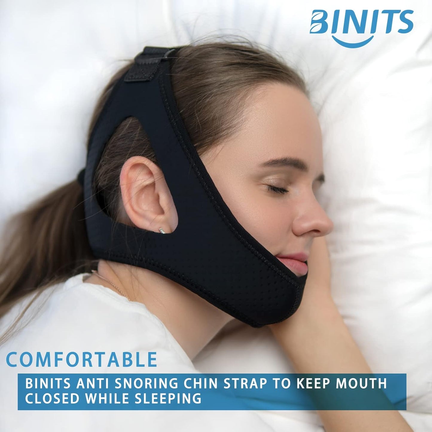 Chin Strap for CPAP User - Adjustable Snore Stopping Device Face Mask Bandage Keeping Mouth Closed - Better Night's Sleep Women and Men (Purple)