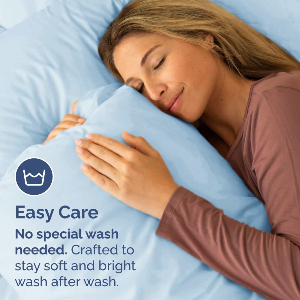 CGK Unlimited Queen Size Microfiber Pillowcase Set of 4 - Soft, Premium Quality, Machine Washable, Protective, Sky Blue