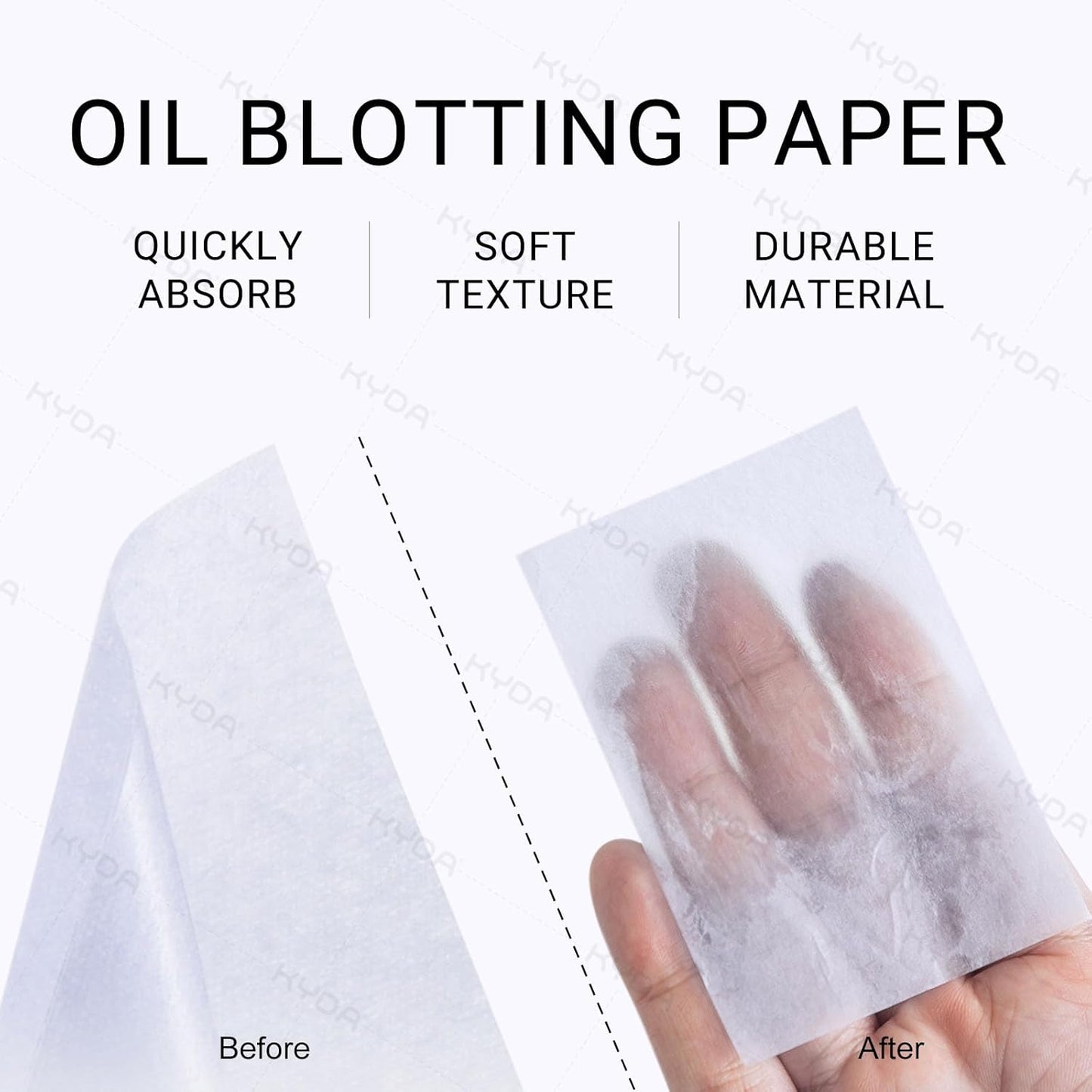 KYDA 200 Sheets Face Oil Blotting Paper, Included Refills, Mirror and Puff, Oil Absorbing Sheets for Makeup, Oil Control Shine, Absorb Excess Oil, Travel Size Gentle Face Makeup, Lavender