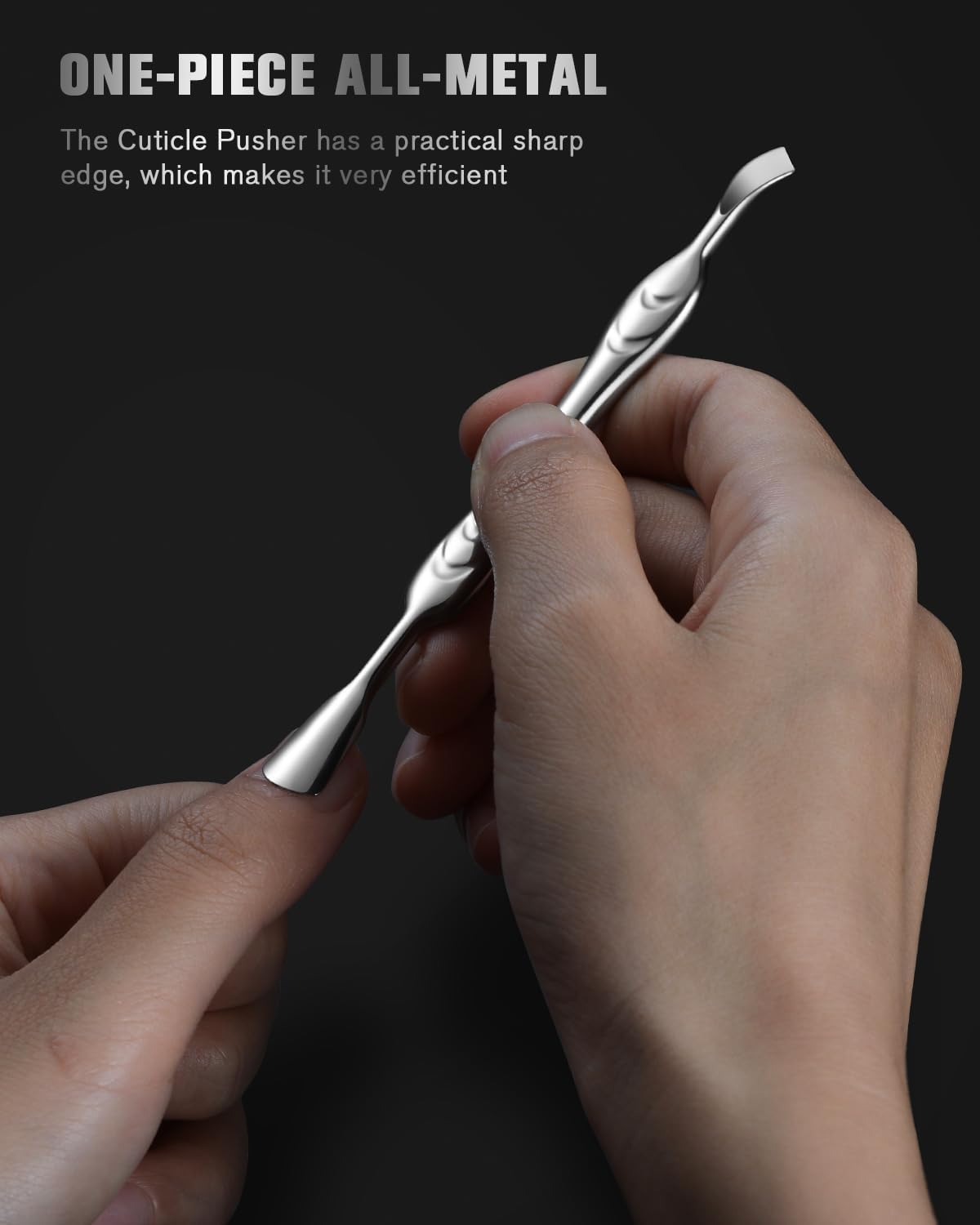 FERYES Elegant Precision Cuticle Pusher & Nail Cleaner - Dual-Ended Cuticle Stick Stainless Steel Cuticle Tool for Flawless Nail Care