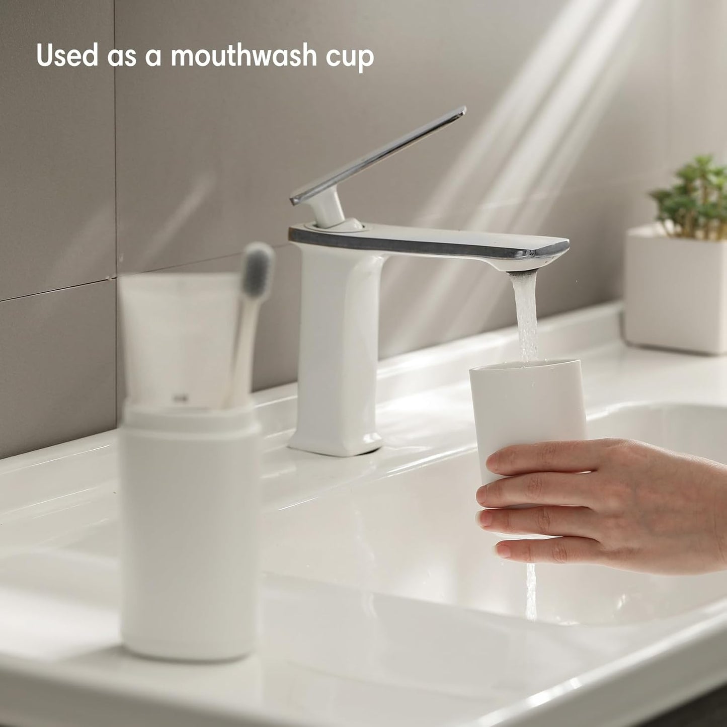 BALUCA Travel Toothbrush Case, Portable Tooth Brush Holder and Toothpaste Cover Container with Mouthwash Cup, Compact Oral Clean Tools Organizer for Traveling/Camping/School/Home - Large Capacity