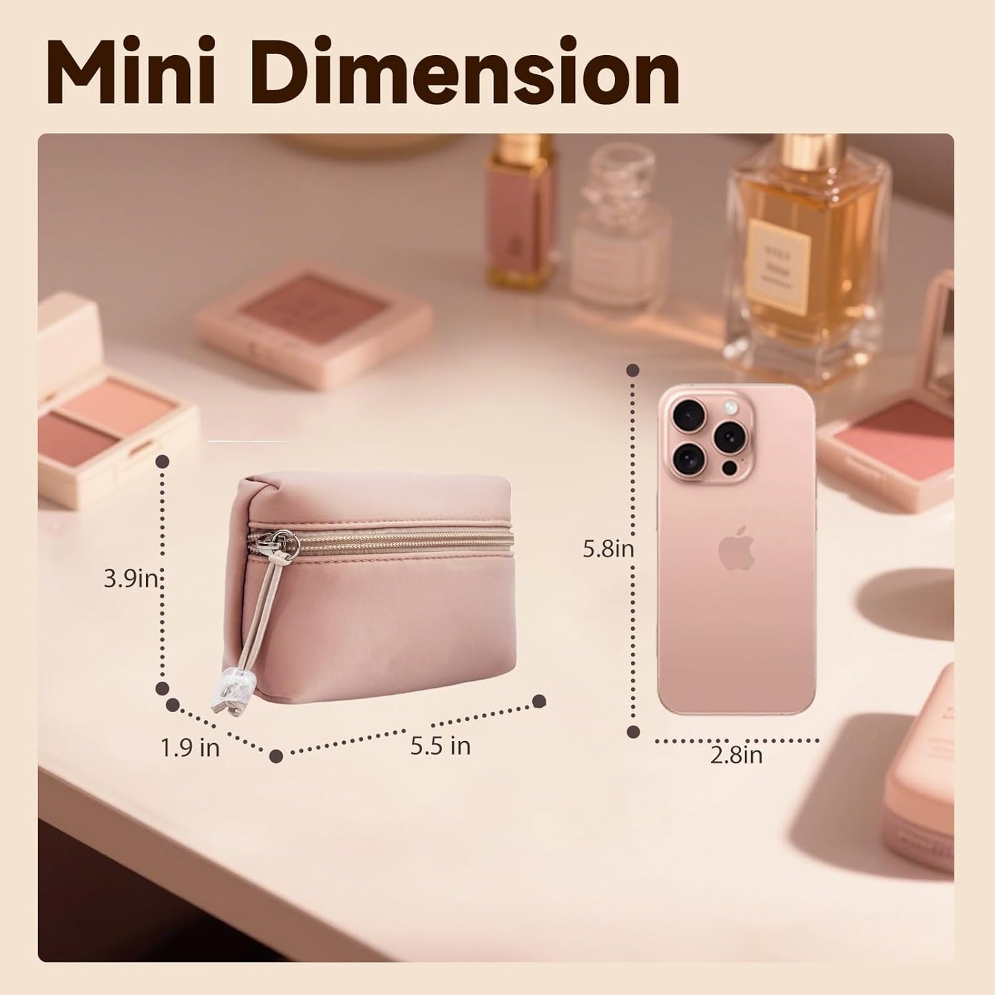 YDR Period Bag for Women, Soft Cotton Sanitary Napkin Storage Bag, Cute Cosmetic Pouch for Travel with Zipper