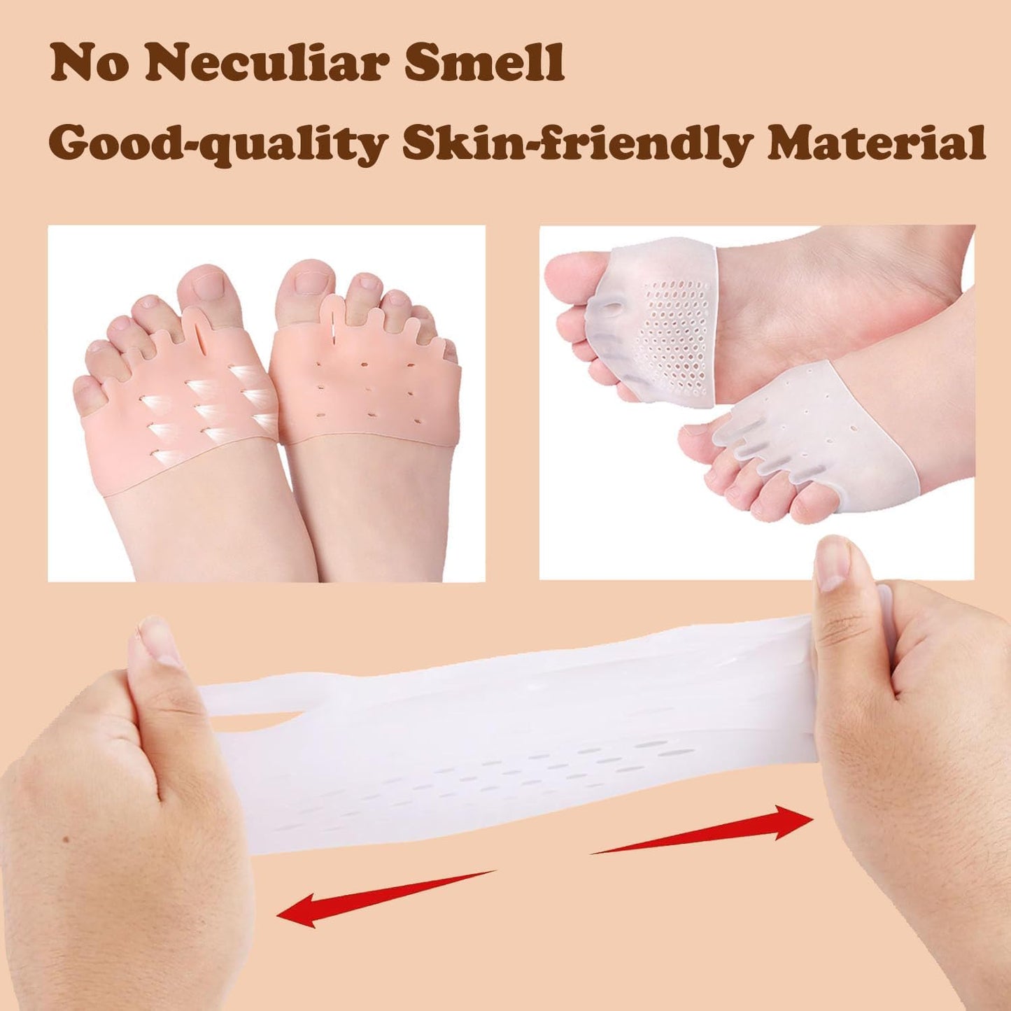 4 Pairs Silicone Toe Separators for Women & Men,Bunion Corrector Cushions,Metatarsal Pads,Soft&Breathable Gel Foot Cushions for Pain Relief,Realigns Crooked Toes, Great for Bunion,Hammer Toes