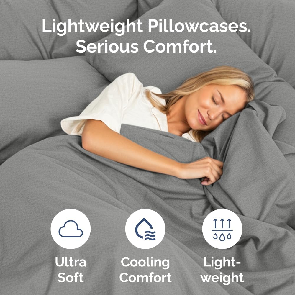 King Pillow Cases Set of 6 - Ultra Soft Hotel Quality Pillowcase Covers - Comfy & Wrinkle Free - Shrink, Stain and Fade Resistant - Machine Washable Pillow Protectors - 6 Piece Set - Heathered Grey