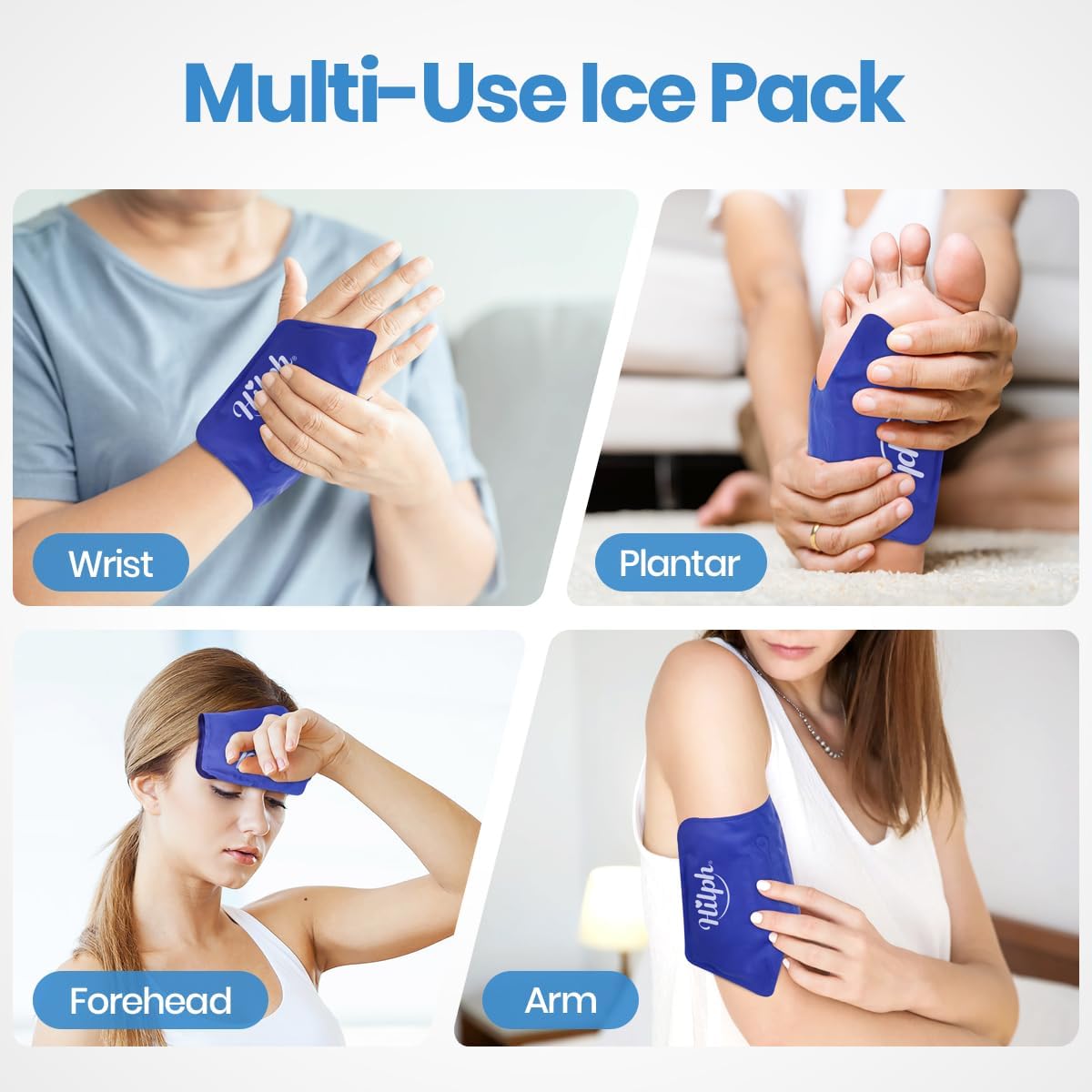 Hilph Ankle Ice Pack Wrap for Kids Women, Reusable Washable Ankle Brace with Hot Cold Therapy Gel Pack for Sprained & Broken, Swelling, Fractured, Bruises