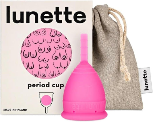 Lunette Menstrual Cup – Best Reusable Period Cup – Wear for 12 Hours and Reuse up to 10 Years, Pink Size 1 for Light to Moderate Flow