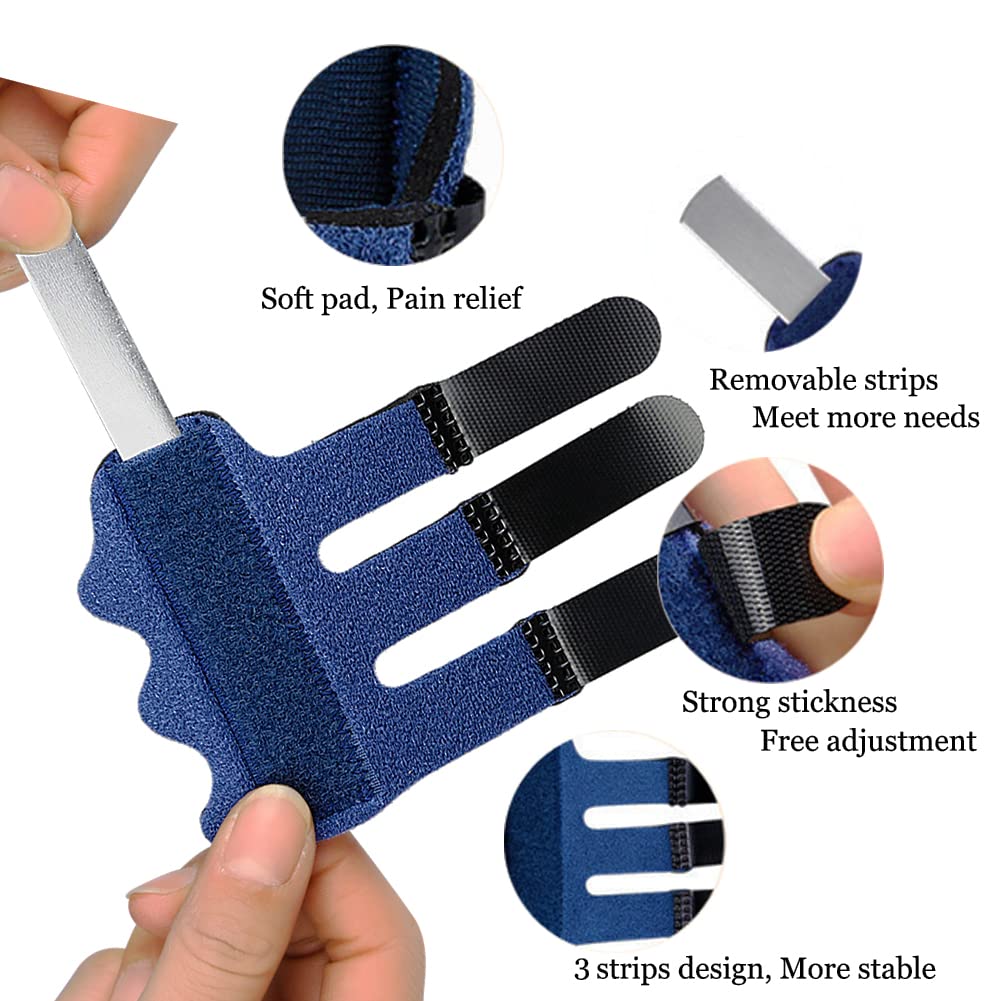 Upgraded Finger Splints (4Pcs), Trigger Finger Splint Finger Brace with 3 Fixing Strap for Mallet Finger, Broken Finger Protector, Knuckle Immobilization, Straightening Support, Arthritis Pain Relief