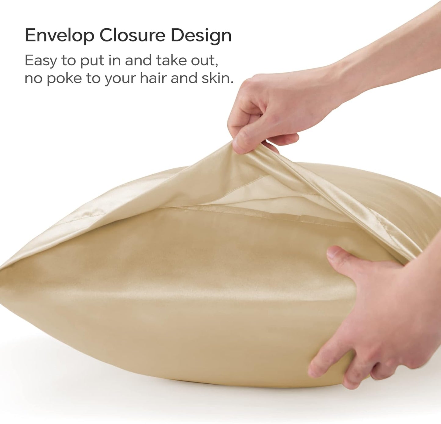 BEDELITE Satin Body Pillow Cover, Super Soft and Cooling Body Pillow Pillowcase for Hair and Skin, Breathable Silky Full Long Pillowcase Cover(20"x54", Champagne)