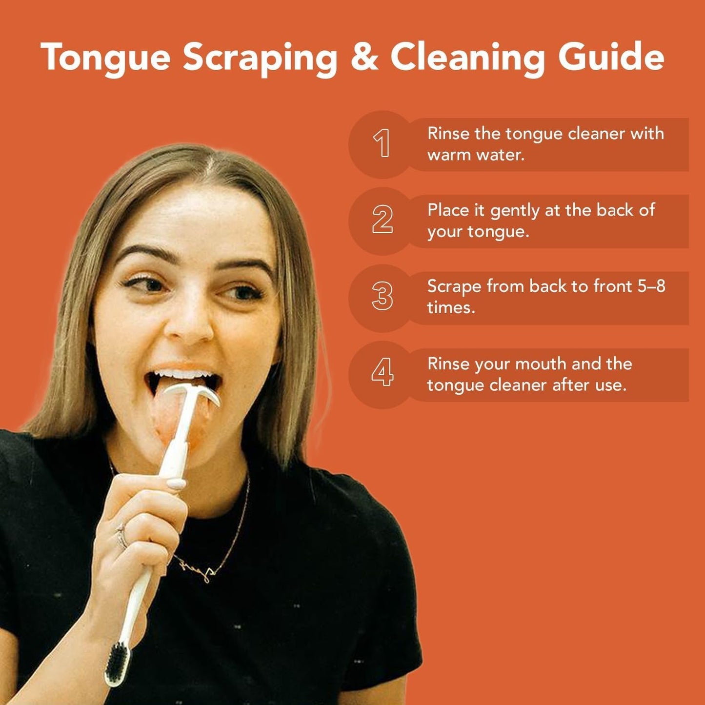 Tongue Scraper Cleaner Charcoal Bristles Toothbrush for Bad Breath with Waterproof Pouch for Travel, Hygienic Stand and Enviromentally Friendly