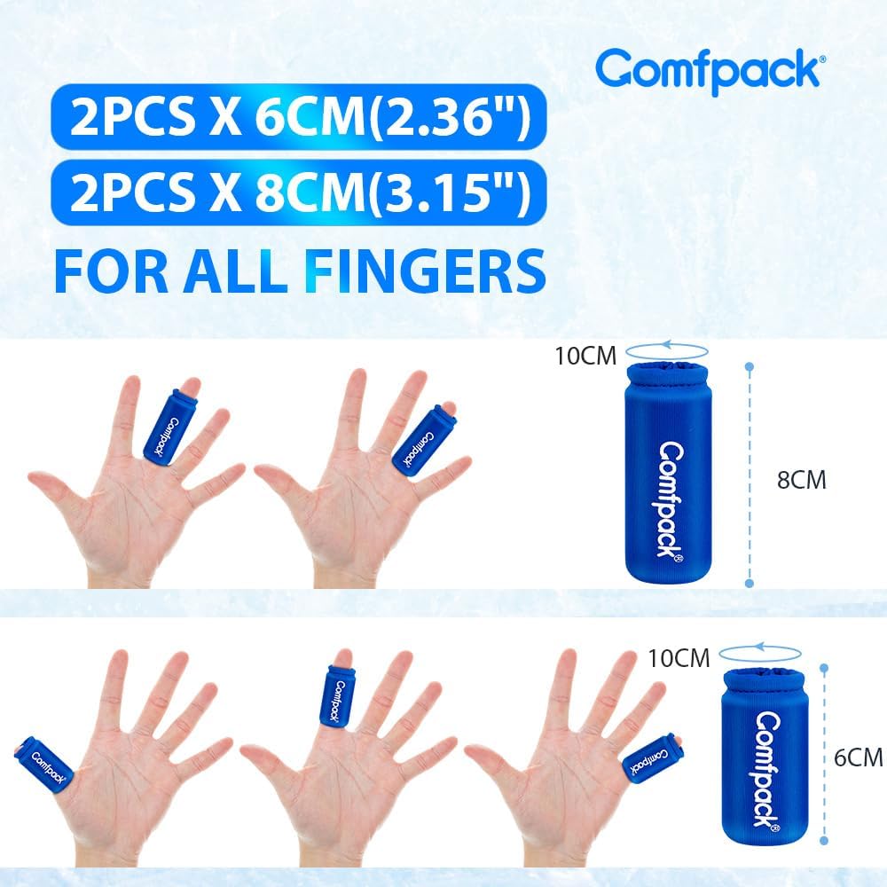 4PCS Finger Sleeves Gel Ice Pack, Finger and Toe Thumb Cold Gel Ice Packs, Reusable Hot Cold Compression Finger Brace Ice Packs for Arthritis, Trigger Finger, Toe Injuries, Gout, Sprain