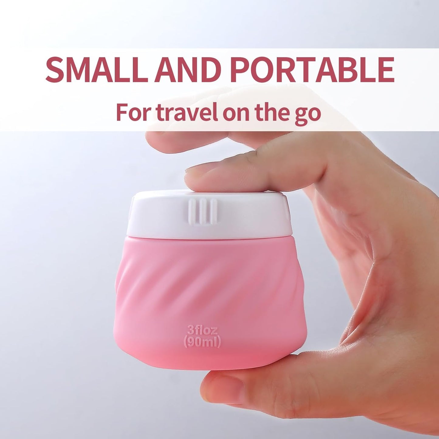 Gemice Silicone Cream Jars TSA Approved Travel Size Containers with Toiletry Bag, Wide Mouth Leak-proof Travel Accessories with Lid for Cosmetic Cream (4 Pack)