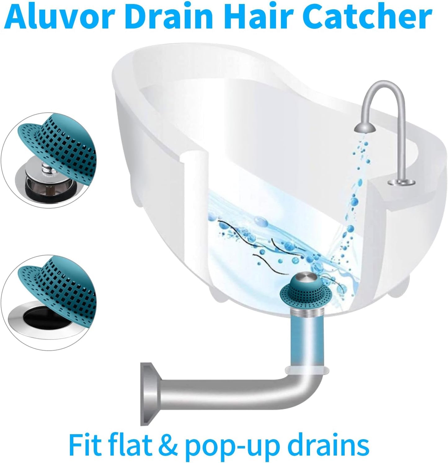 Shower Drain Hair Catcher, Bathtub Drain Cover Foldable Silicone Shower & Tub Protector for Pop-Up & Regular Drains