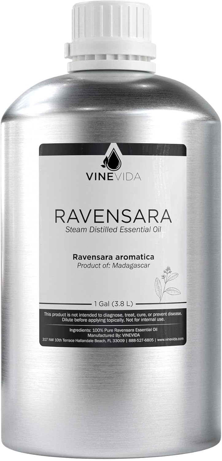 VINEVIDA Ravensara Essential Oil-Gallon Oil Undiluted-Bulk Gallon for Soap Making Safe Skin-DIY Candle Scents Candlemaking Scents-8 lbs (32GALV-OBP-RVN-SRA-GAL)