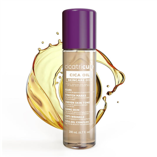 Cicatricure Cica Oil for Stretch Marks & Scars, Visible Results in 4 Weeks, Pregnancy Must-Haves Body Oil with Vitamin E, Stretch Mark Oil, Scar Treatment with Botanical Ingredients, 6.7 fl oz