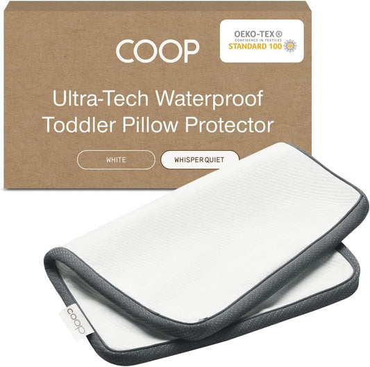 Coop Home Goods Ultra-Tech Toddler Pillow Protector White for Memory Foam Pillows, Waterproof, Toddler Size Pillow Covers, Oeko-Tex Certified, Breathable, Zippered Covers, Machine Washable
