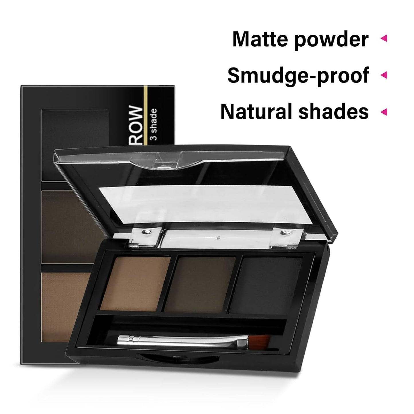3 Colors Eyebrow Powder Set, Brow Powder Makeup Palette, Defining and Sculpting Brows, Waterproof Eye Contour Kit with Brush Applicator