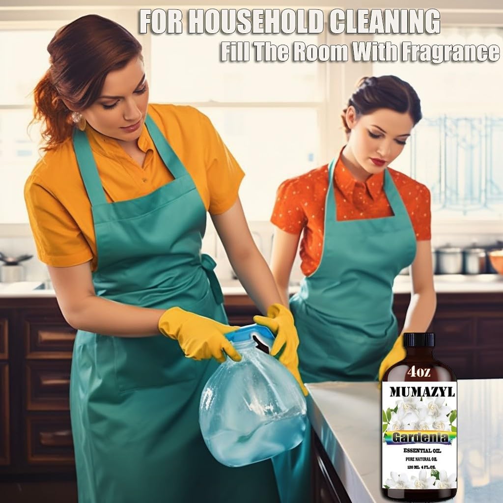 Gardenia Essential Oil, Gardenia Oil 4 Fl Oz 120ML for Diffuser Humidifier Yoga Cleaning DIY Candle Soap Making Essential Oils