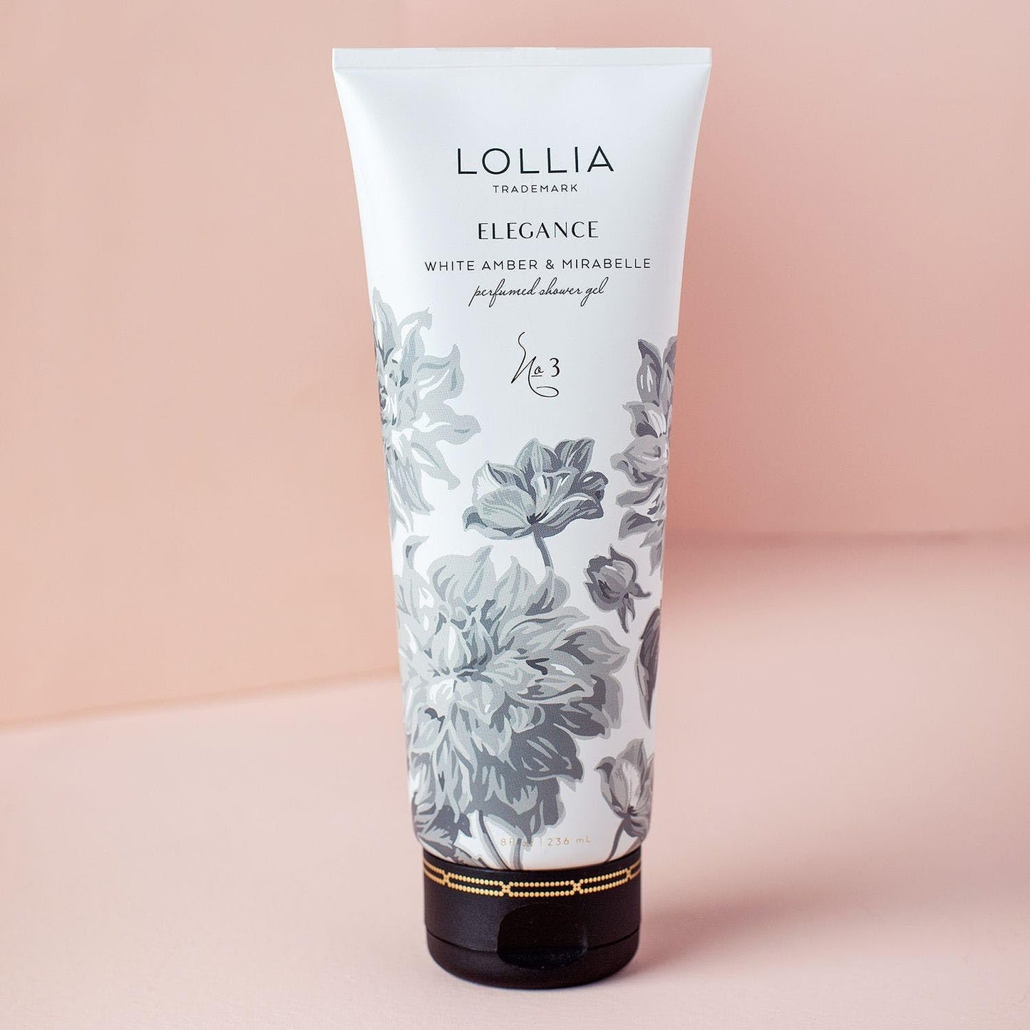 Lollia Elegance Shower Gel, 8 fl. oz. – White Amber & Mirabelle – Scented Shower Gel Body Wash, Shea Butter Body Wash, Bath Wash for Women, Beautiful Shower Gel, Moisturizing Body Wash