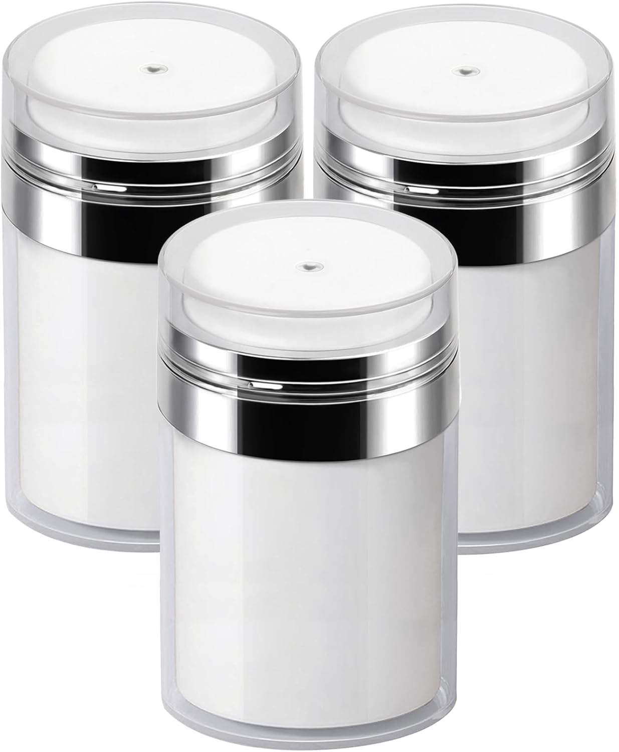 3Pack 3.5Oz Airless Pump Jars Lotion Container, Pump Bottle Dispenser Moisturizer Containers, Empty Makeup Bottle Cosmetic Jar