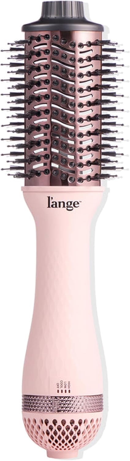 L'ANGE HAIR Le Volume 2-in-1 Titanium Blow Dryer Brush | Hot Air Brush for Hair Drying & Styling | Ionic Oval Barrel for Smooth, Frizz-Free Volume | (Blush – 60mm)