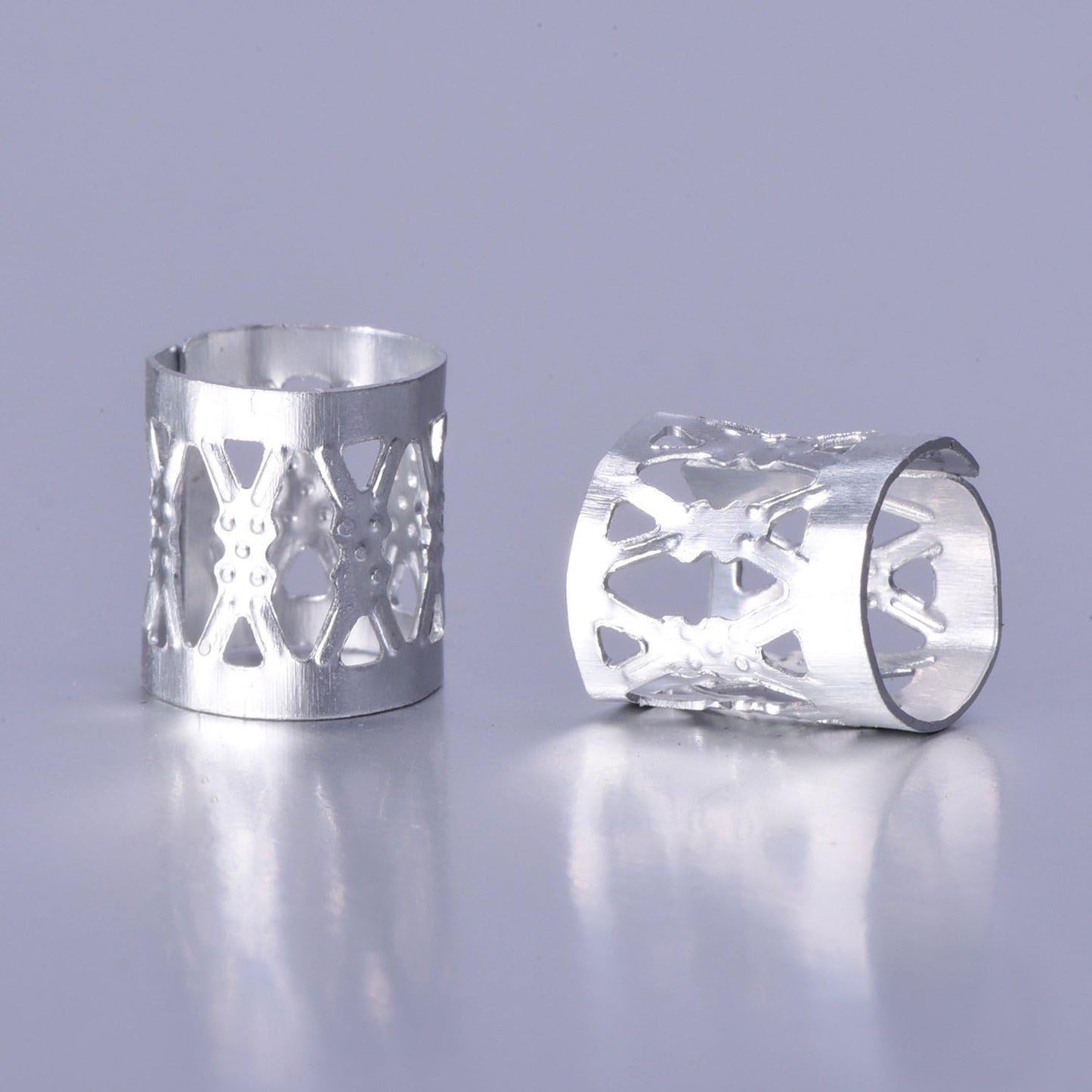 SEVENHEAD 50 Pcs Dreadlock Beads Hair Accessories Hair Rings Adjustable Cuffs Braiding Hair Decoration Clips Metal Hair Decoration for Braids(Silver)