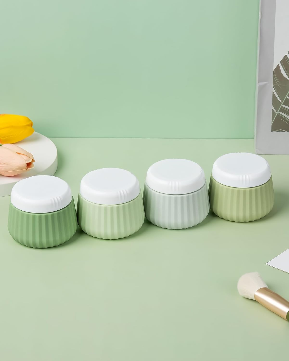 Travel Containers for Toiletries 4 Pack, TSA Approved Travel Size Toiletries, With Clear Bag Leak Proof Silicone Jars, Creams Jars Carrying Small Items