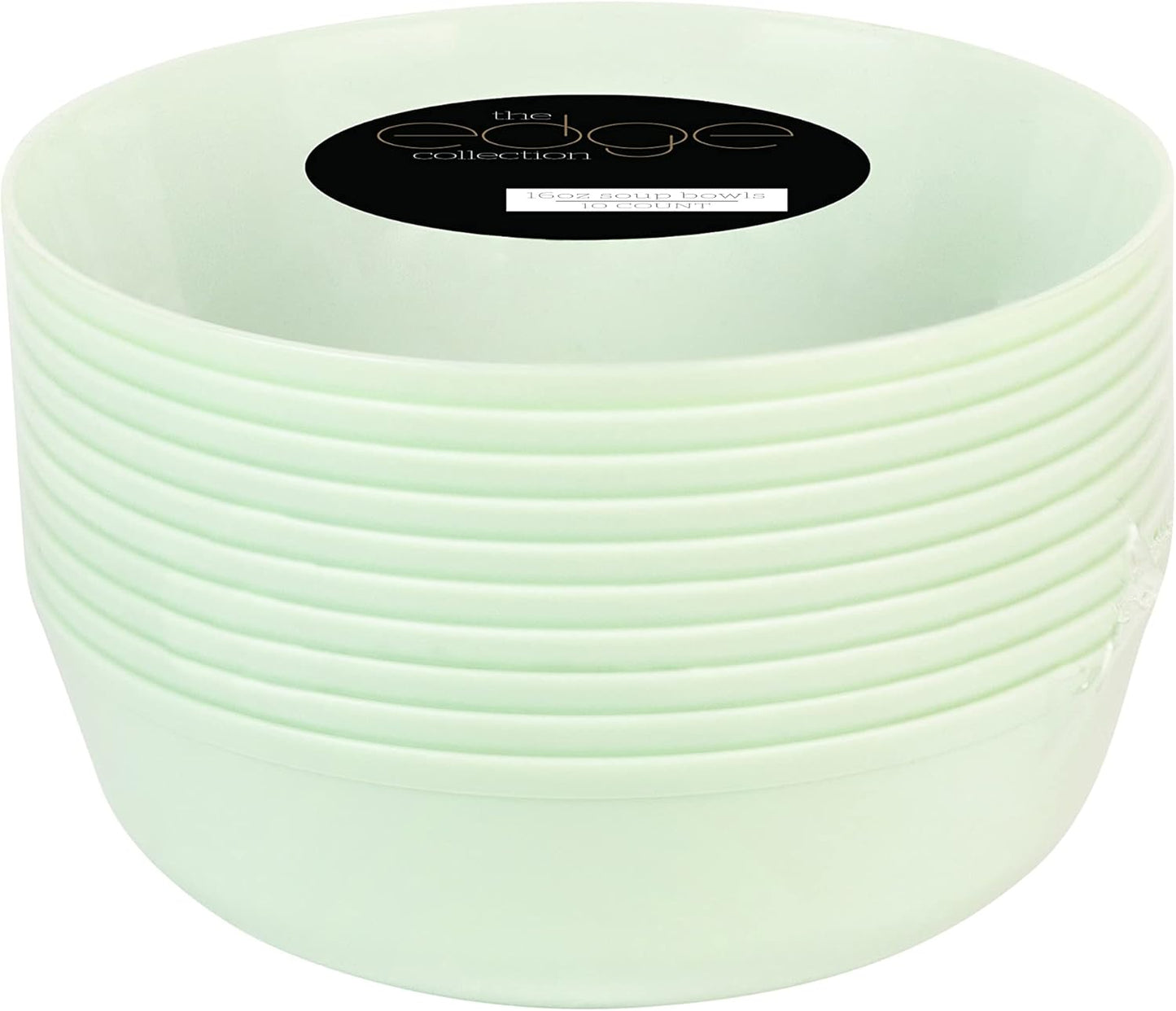 PLASTICPRO [30 Pack 16 OZ Bowls] Edge Collection Mint Green Plastic Party Soup Bowls Premium heavyweight Elegant Disposable Tableware Dishes