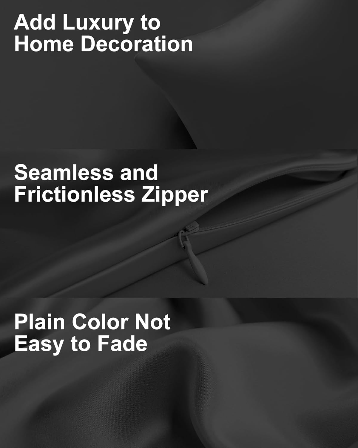 THXSILK Set of 2 Pure Mulberry Silk Pillowcases for Hair and Skin - Allergen Resistant Dual Sides, 19 Momme Silk Bed Pillow Cases with Hidden Zipper, Standard Size Silk Pillowcase(20"x26"), Black