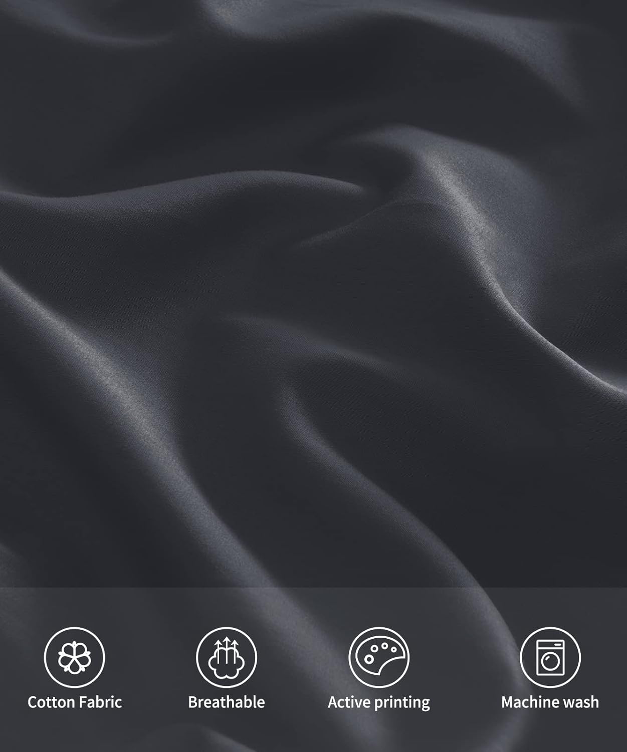 Warmstar Cotton Pillow Cases Standard Size Set of 2, 600 Thread Count Pillowcases 20x26 Inches, Soft Long Staple Cotton Pillowcases Breathable with Envelope Closure,Black