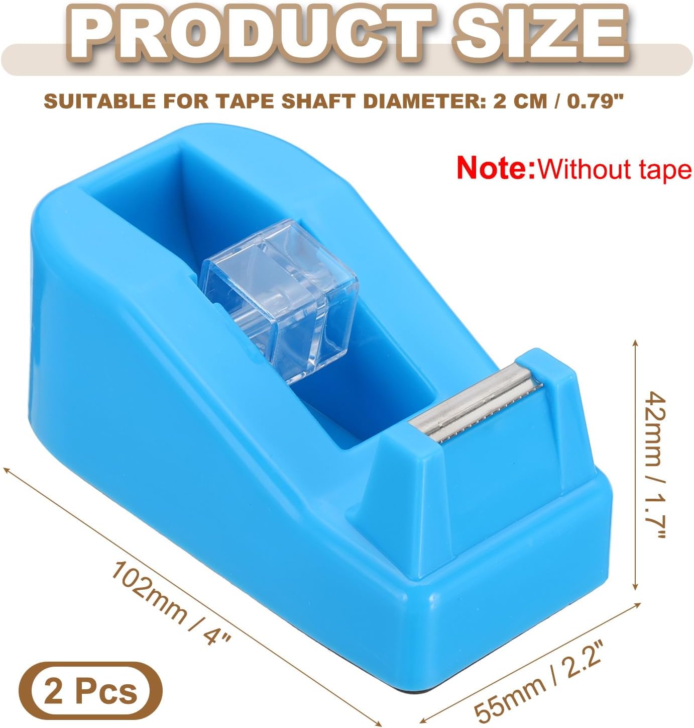 PATIKIL 2pcs Tape Dispenser Desk, Small Tape Dispenser Cute Desktop Dispenser Holder for Tape Office Desktop, Blue