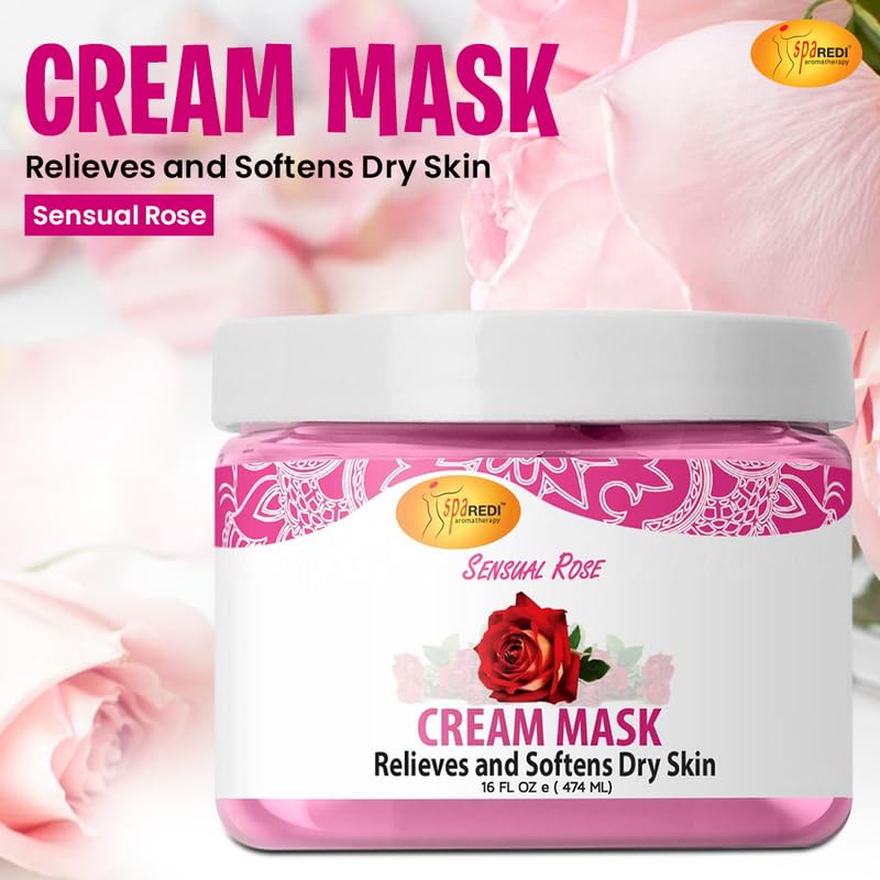 SPA REDI - Body and Foot Cream Mask, Sensual Rose, 16 Oz - Pedicure Massage for Tired Feet and Body, Hydrating, Fresh Skin - Infused with Hyaluronic Acid, Amino Acids, Panthenol, Comfrey Extract