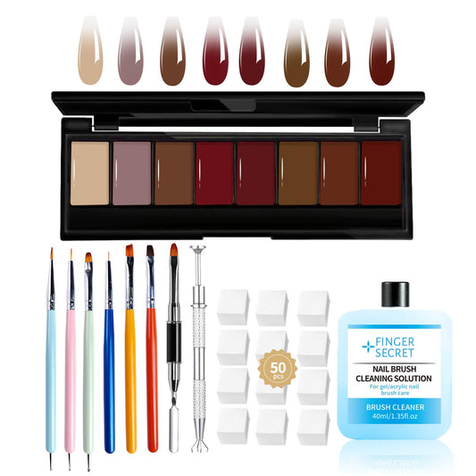 8 Colors Ombre Gel Pat Nail Polish Set,Ombre Pigment for Nails,Gradient Painting Gel with 50Pcs Nail Sponges for 3D Gels Nail Art can be Painted in Salon or Home Use