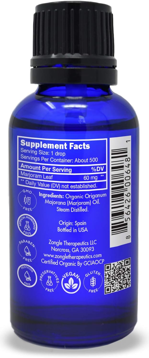 Organic, Marjoram Essential Oil, Food Grade – 100% Pure, Sweet Marjoram Essential Oil, by Zongle Therapeutics, 1 OZ