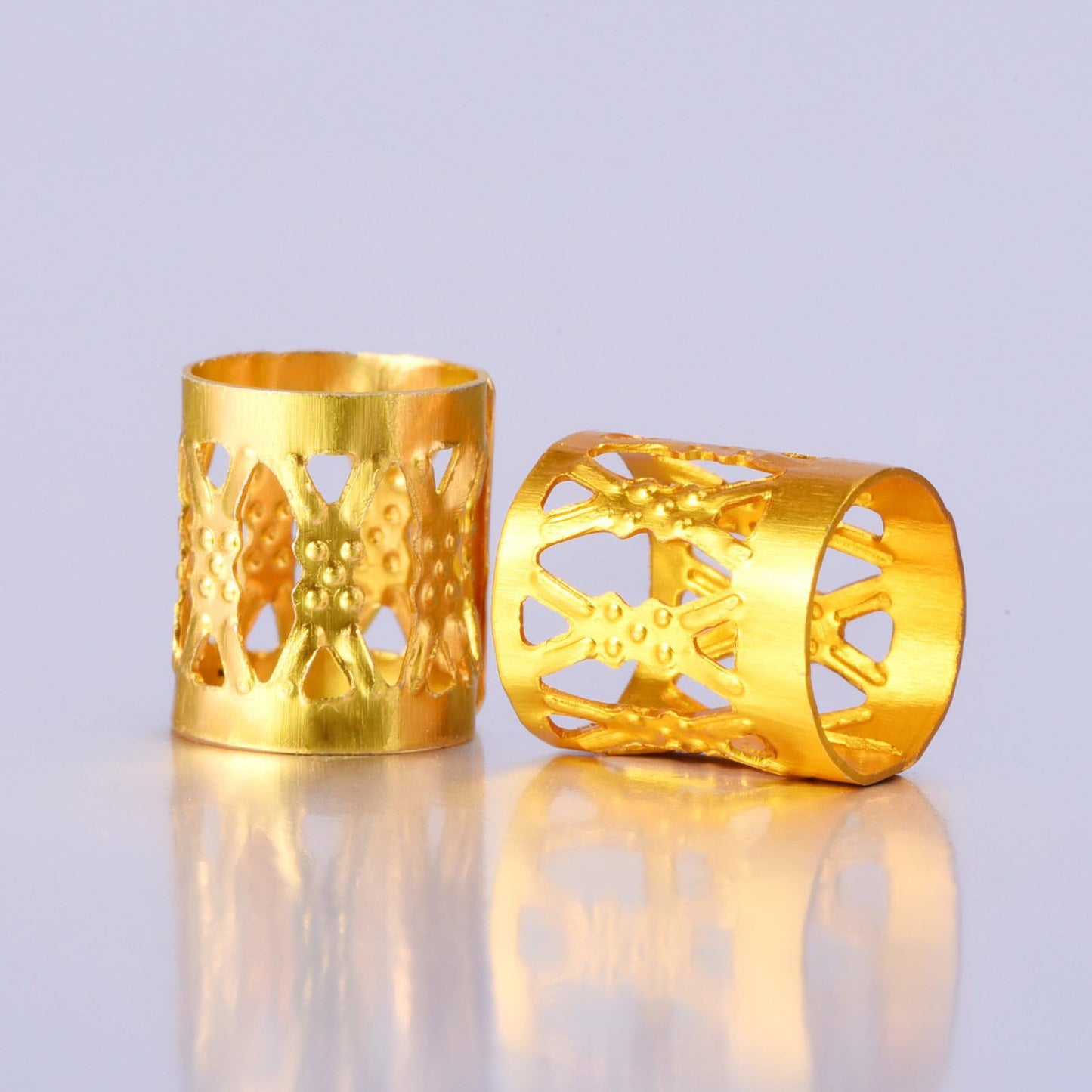 SEVENHEAD 50 Pcs Dreadlock Beads Hair Accessories - Adjustable Hair Rings, Cuffs and Metal Braiding Clips for Braids (Gold)