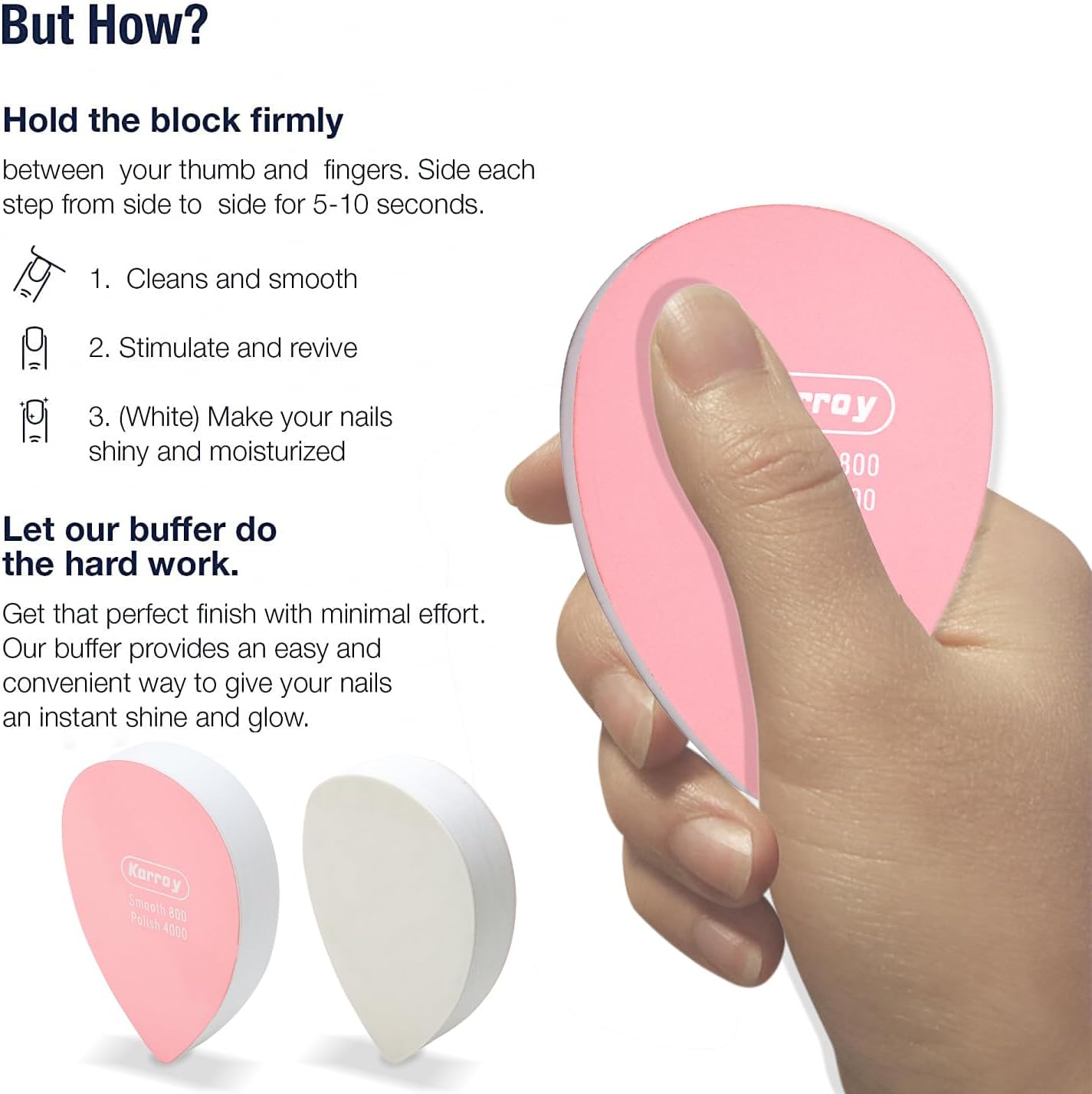 Nail Files and Buffers for Natural Nails Smooth and Polish Gel Surface 400/600/4000 Grit (A-Drop)