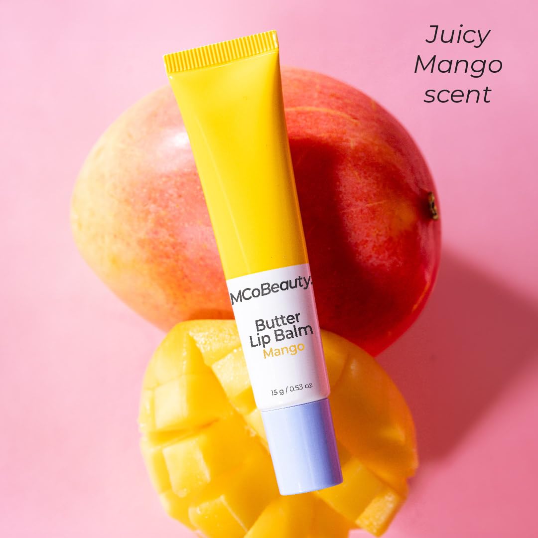 MCoBeauty Butter Lip Balm, Juicy Mango, Hydrating & Nourishing Lip Balm, Vegan, Cruelty Free Cosmetics