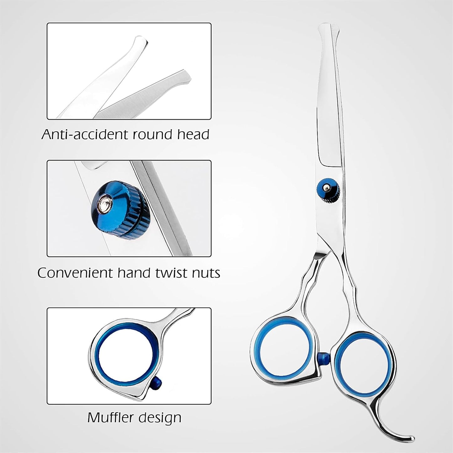 Hair Cutting Scissors Professional Home Haircutting Barber Salon Thinning Shears Kit with Comb and Case for Kids Boys Girls