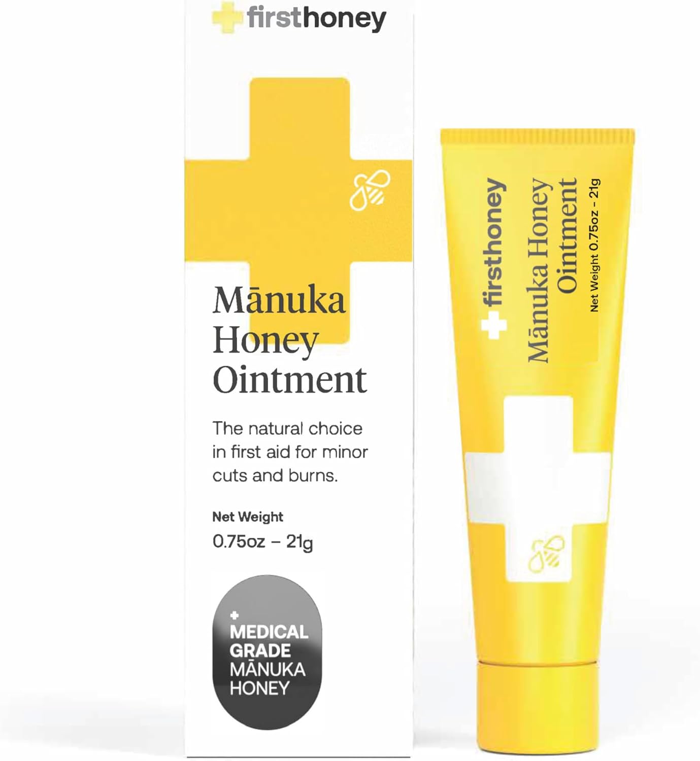 FIRST HONEY Manuka Wound Ointment [.75oz - 21g] | Rapid Wound Repair Gel | Fast Relief for Skin & Burns | Manuka Honey from New Zealand | Antibiotic Free Burn Care, Scar Gel, Dressing Aid