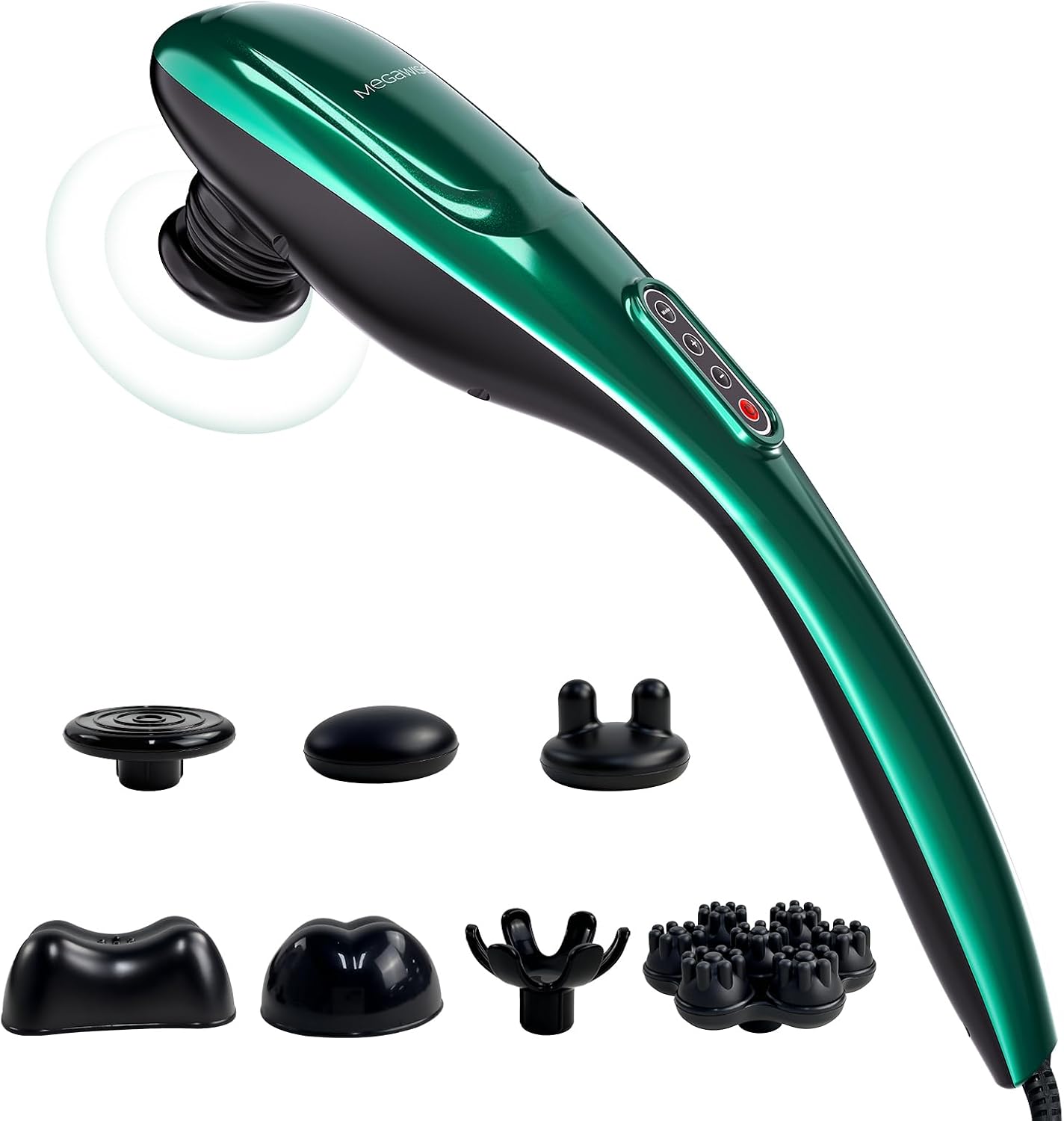Handheld Back Massager | Deep Tissue Percussion Massage for Back, Neck, Shoulders, Waist and Legs (dark green)