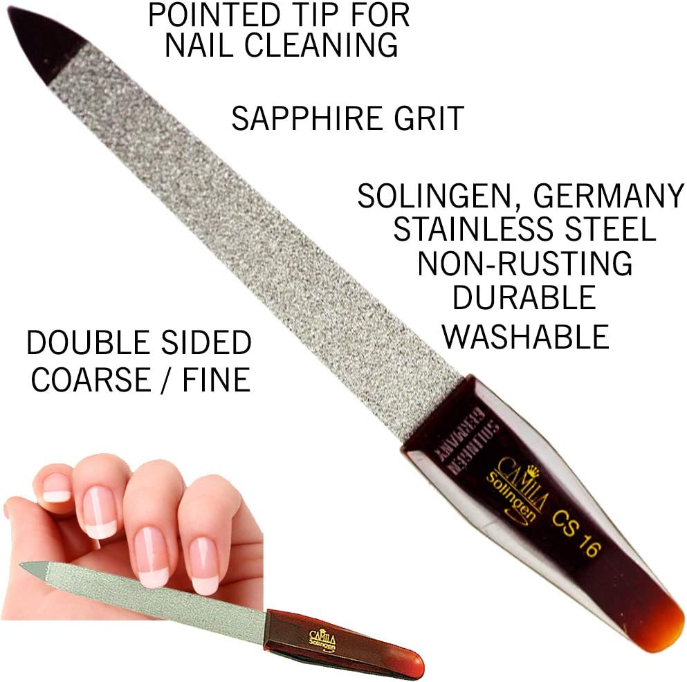 CS16 Sapphire Metal Nail File for Natural Nails Fingernail and Toenail Care, 3.5" Double Sided Coarse and Fine for Manicure and Pedicure