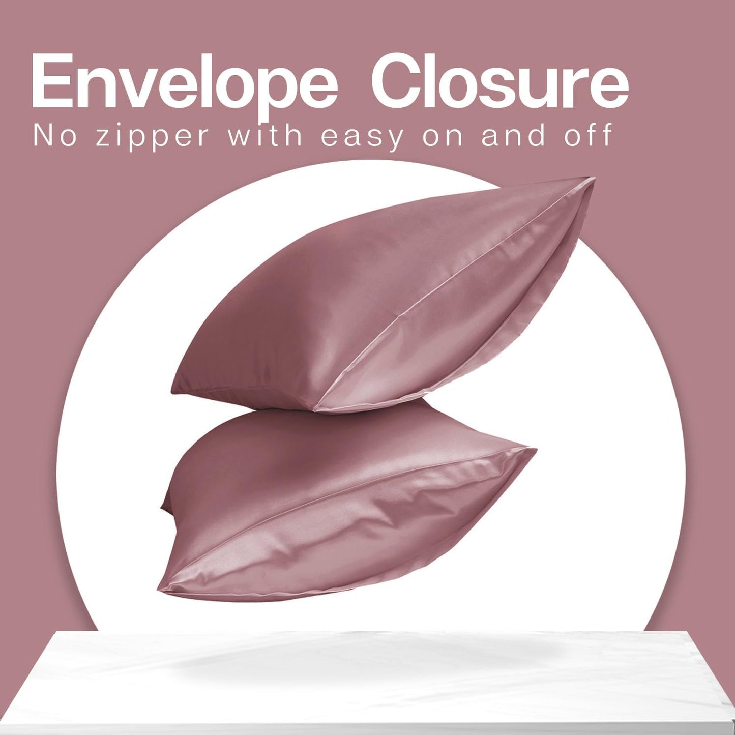 MR&HM Satin Pillowcase for Hair and Skin, Silk Satin Pillowcase 2 Pack, King Size Pillow Cases Set of 2, Silky Pillow Cover with Envelope Closure (20x36, Rose Taupe)