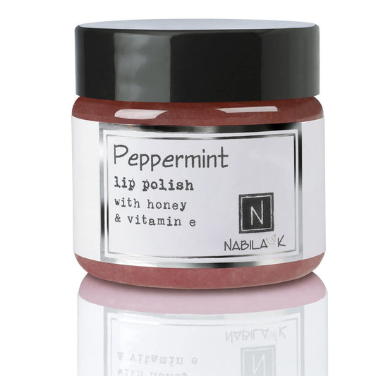 Peppermint Lip Polish, 1 oz by Nabila K - Hydrating Lip Exfoliator & Moisturizer with Honey and Vitamin E for Dry and Chapped Lips - Cruelty-Free, Real Sugar, Made in USA