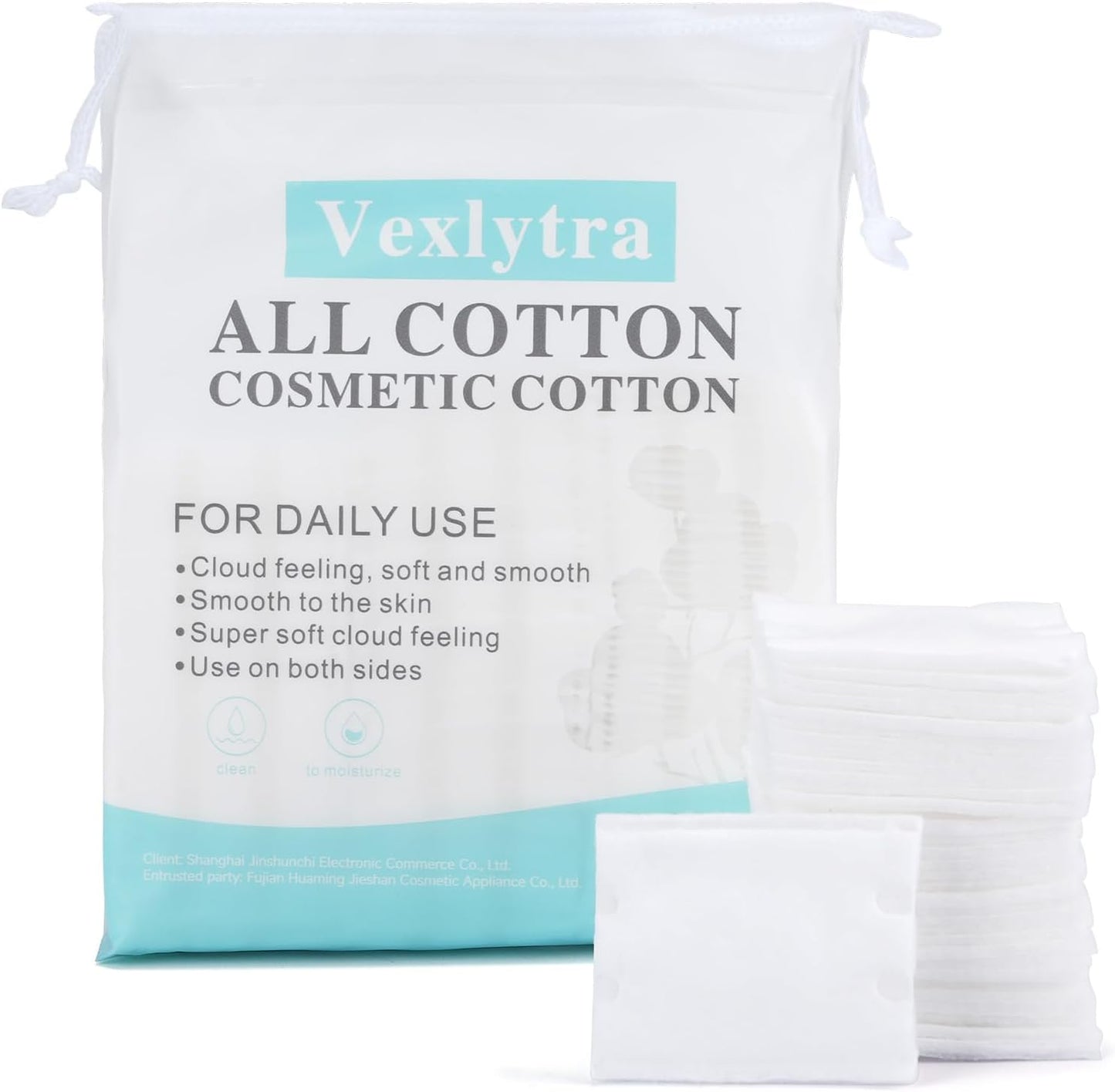 Square Cotton Pads for Makeup Remover (200 Count), 100% Pure Cotton, Hypoallergenic, Ultra-Soft & Lint-Free for Gentle Skincare