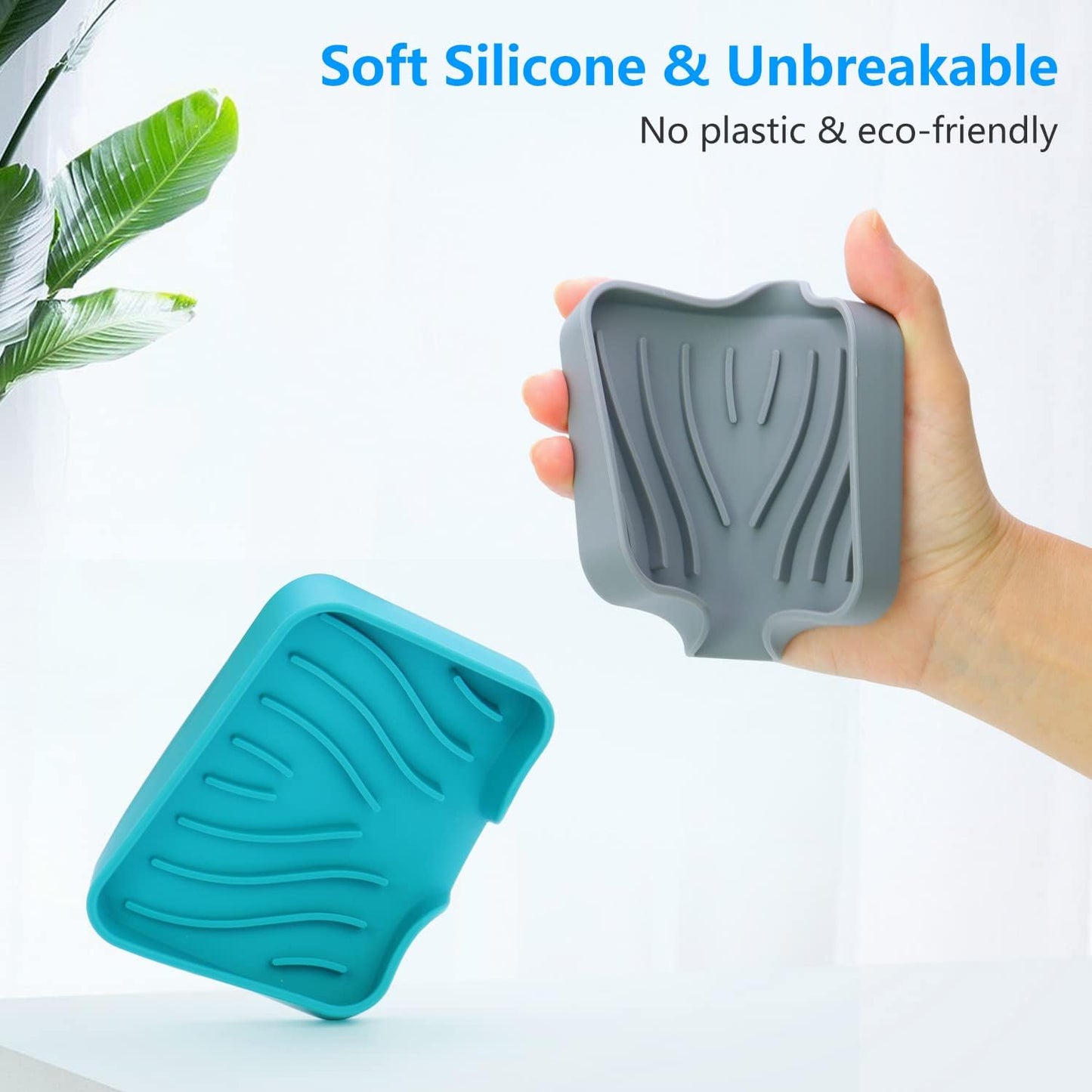 3-Pack Premium Soap Dishes, Easy to Clean Soft Silicone Self Draining Tray/Holder for Shower, Bathroom, Kitchen, Bathtub - Keep Soap Dry, Extend Life