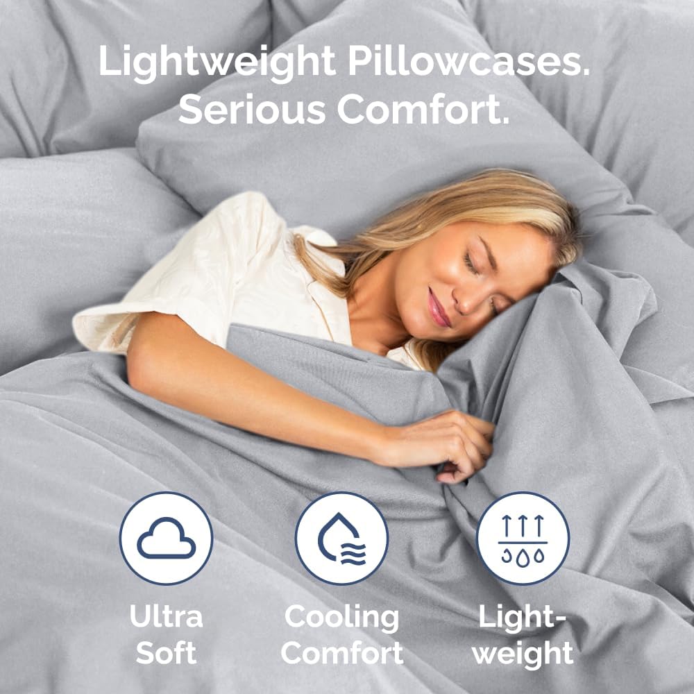 King Standard Pillow Cases Set of 2 - Soft Hotel Quality Pillowcase Covers - Comfy, Cozy & Fade Free - Wrinkle Resistant - Machine Washable Pillow Protectors - 2 Piece Set - King Standard Steel Blue