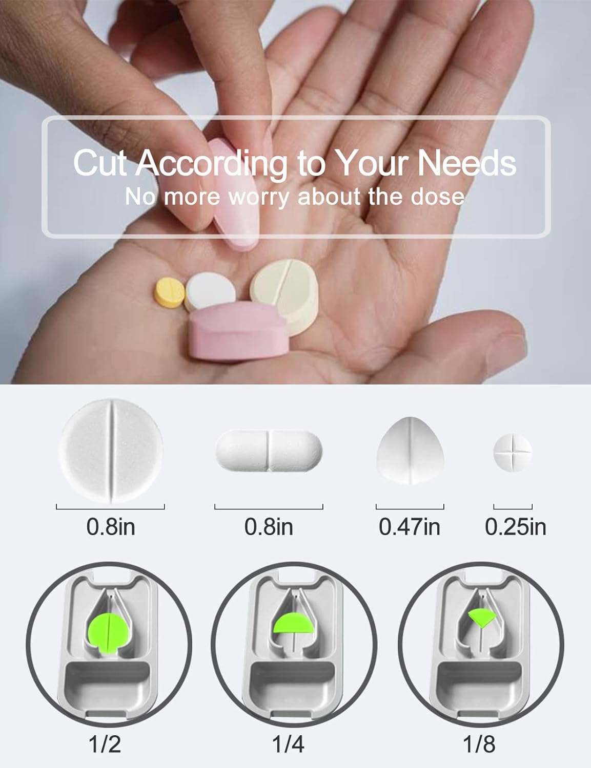 DUBSTAR Small Pill Cutter, Pill Cutter Splitter for Small and Tiny Pills, Portable Pretty Pill Cutters for Large Pills, Cuts Vitamins Tablets for Purse Pocket (Pill Cutter, Pink)