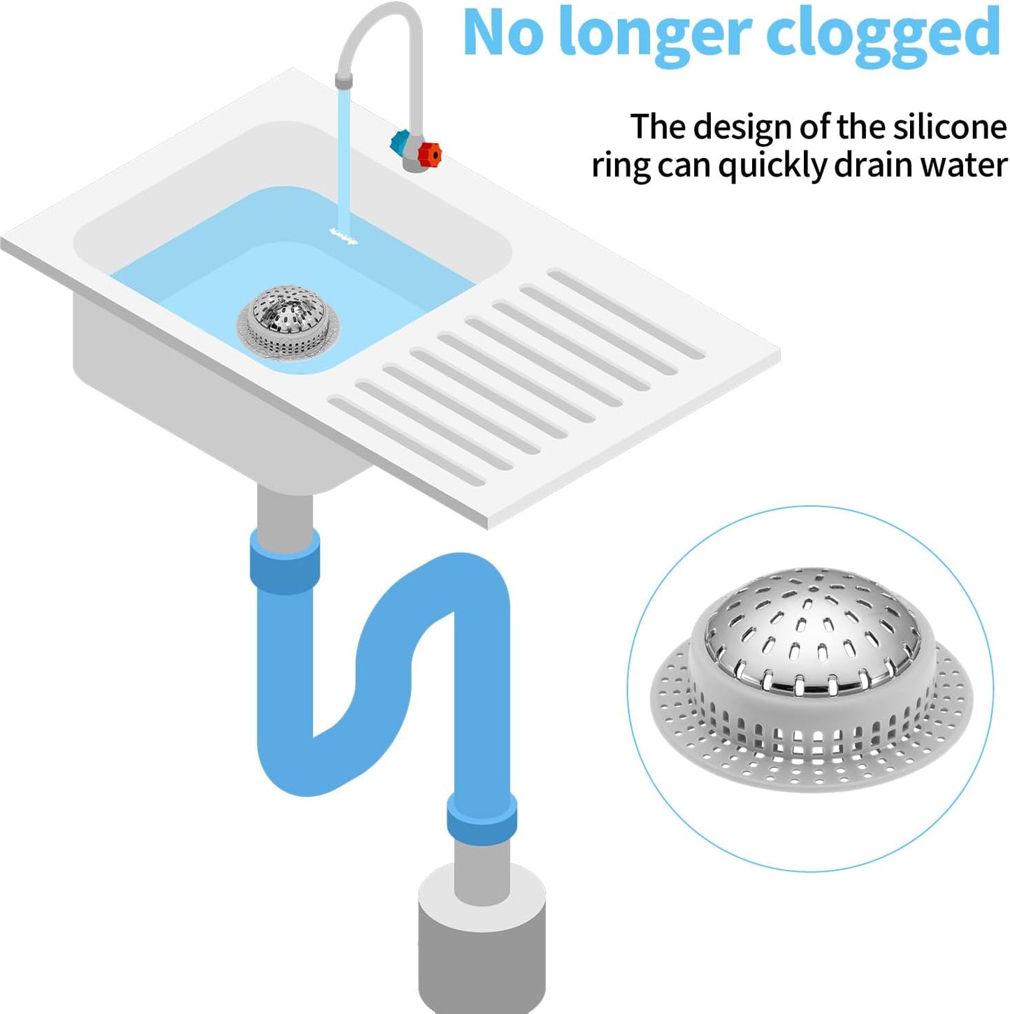 Shower Drain Hair Catcher, Shower Drain Cover, Bathtub Drain Hair Catcher for Pop-Up & Regular Drains